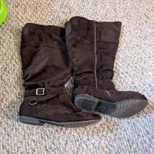 Brown Wide Calf Slouchy Boots 11ww